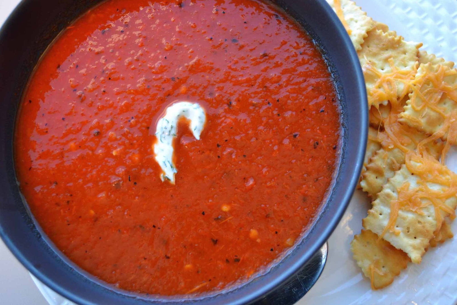 Roasted Red Pepper Soup with Cilantro Cream and a Tattoo?