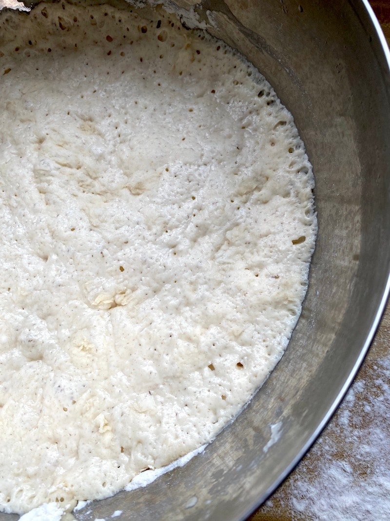 this is a photo of dough that has been rising for two hours