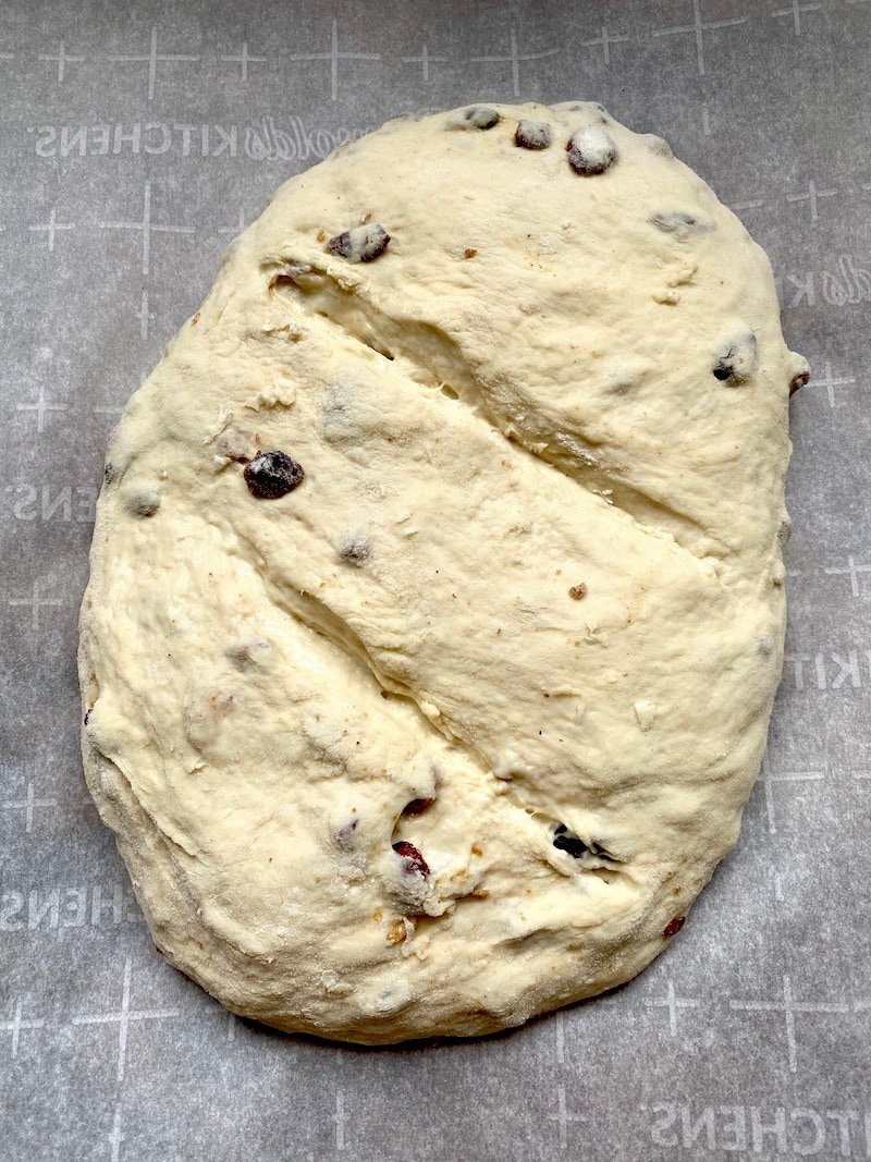 this is a photo of bread about to go into the oven