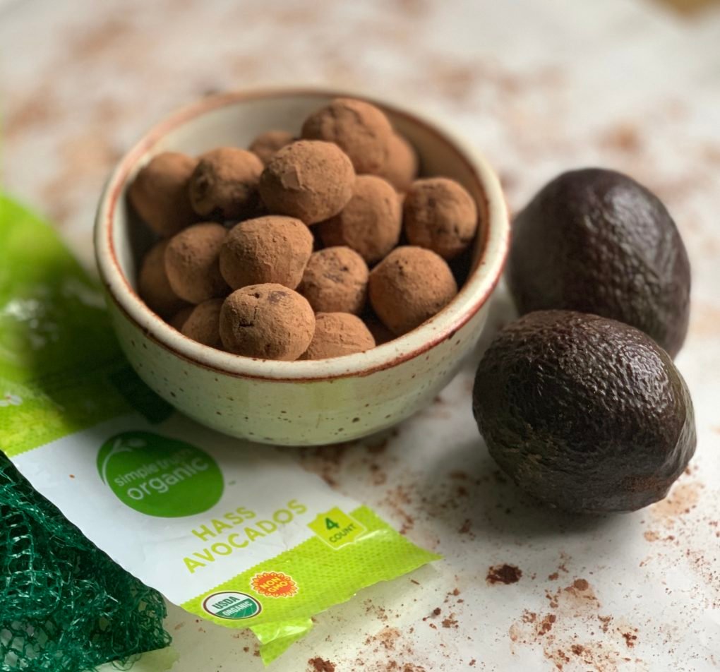 spicy avocado chocolate truffles in a bowl