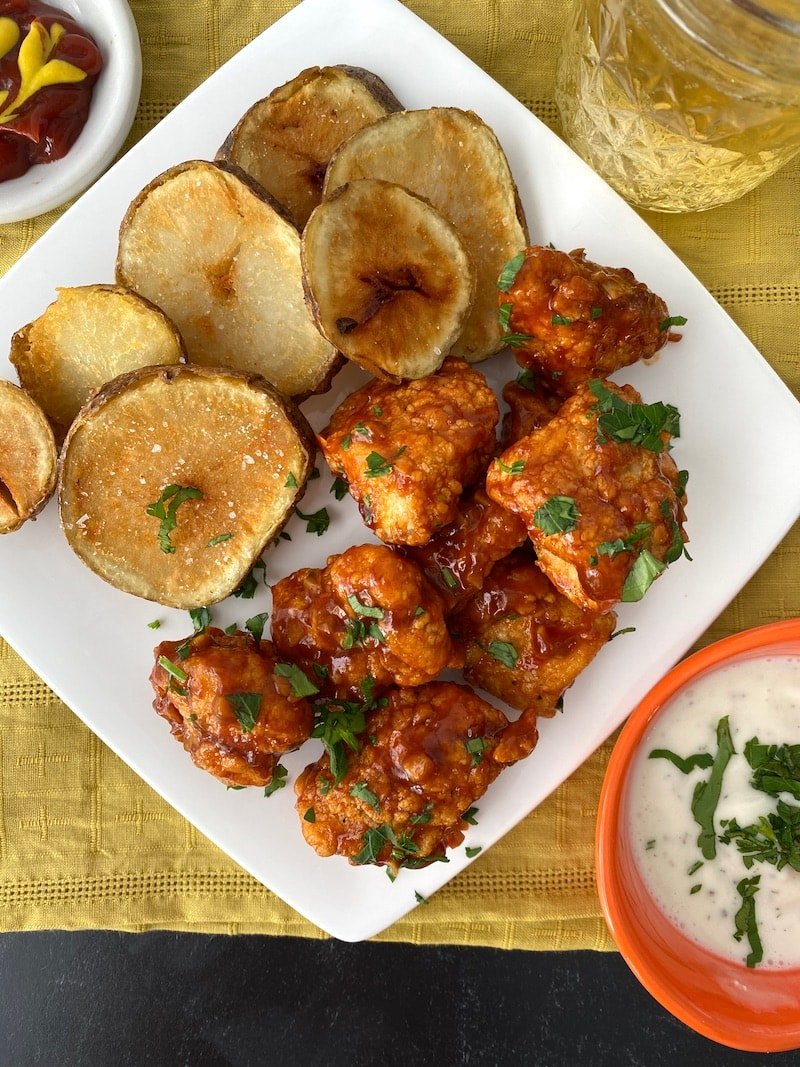 Buffalo Garlic Glazed Chicken Nuggets