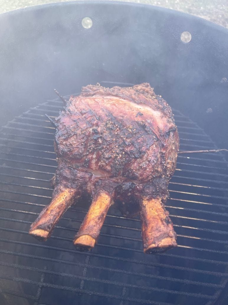 this is standing rib roast on a grill