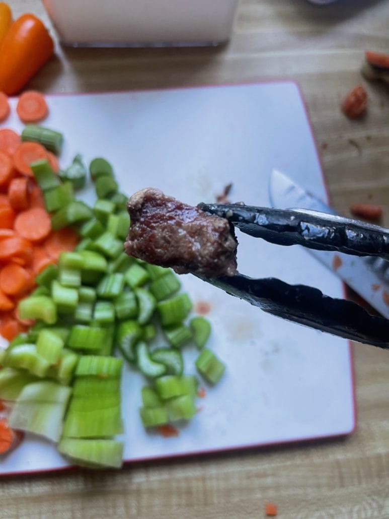 this is a photo of seared beef for beef stew