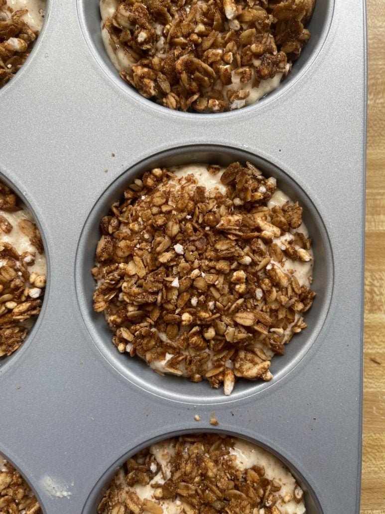 this is a photo of muffins going into the oven