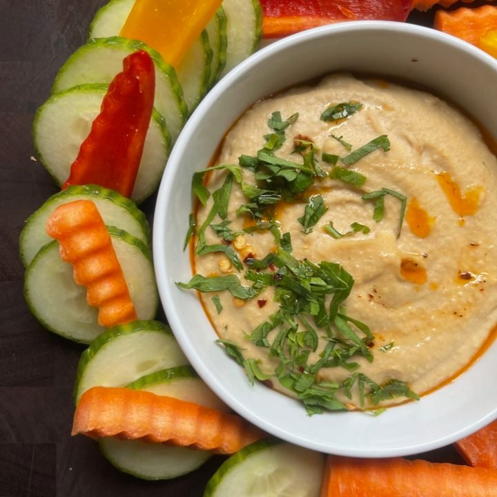 this is a photo of garlic hummus