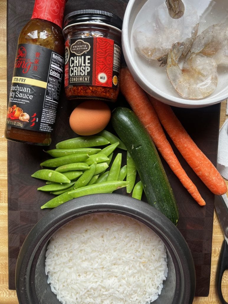 these are ingredients needed to make easy shrimp fried rice