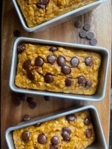 this is a photo of mini chocolate chip pumpkin loaves