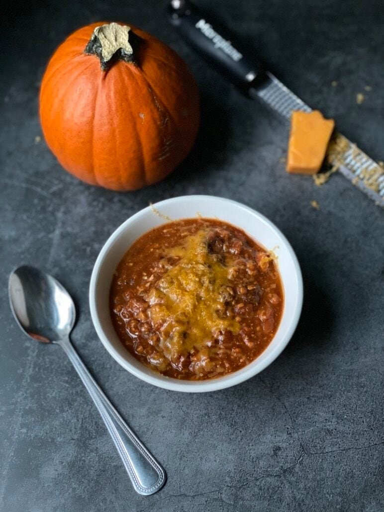 this is a bowl of pumpkin chili