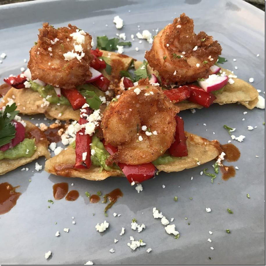 This is a photo of shrimp nachos