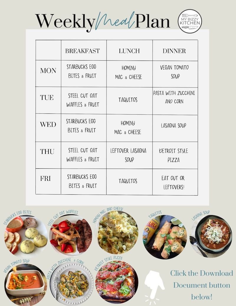 Weekly Meal Plan for Week of February 6, 2023