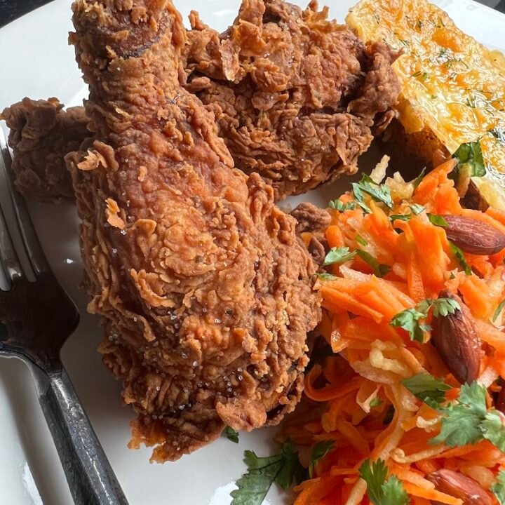 This is a plate of fried chicken.