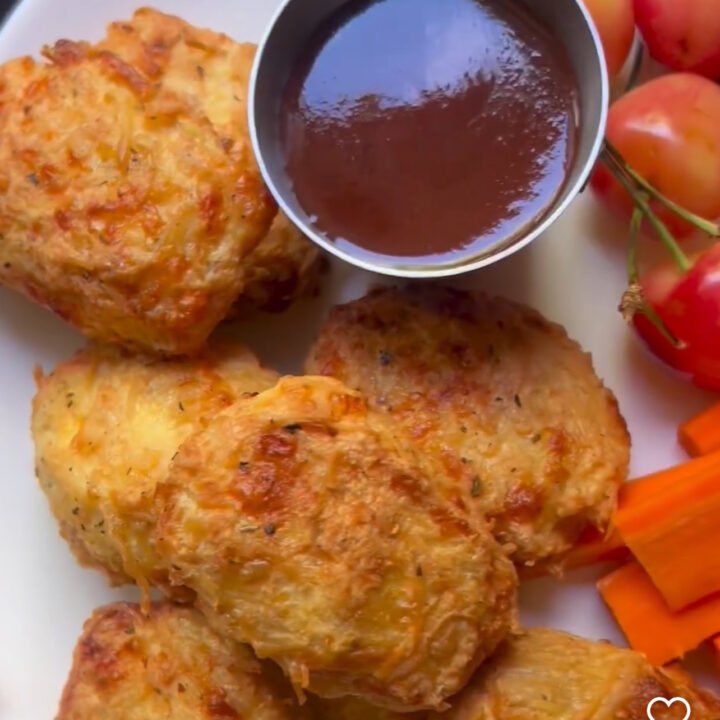 this is a plate of chicken nuggets made from canned chicken