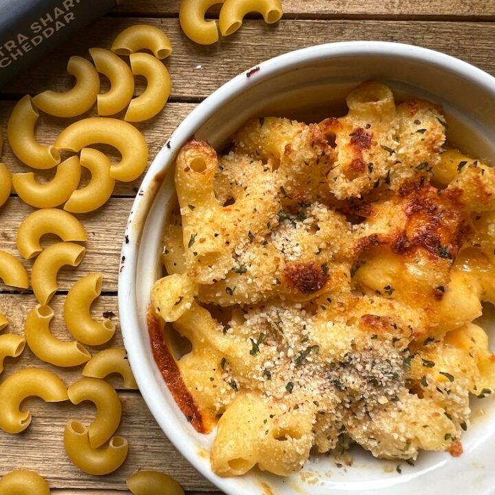 this is a bowl of simple macaroni and cheese