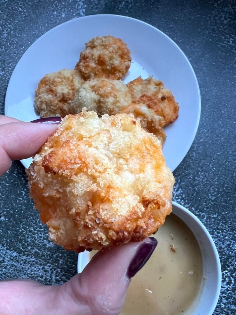 this is a close up photo of mashed potato croquettes