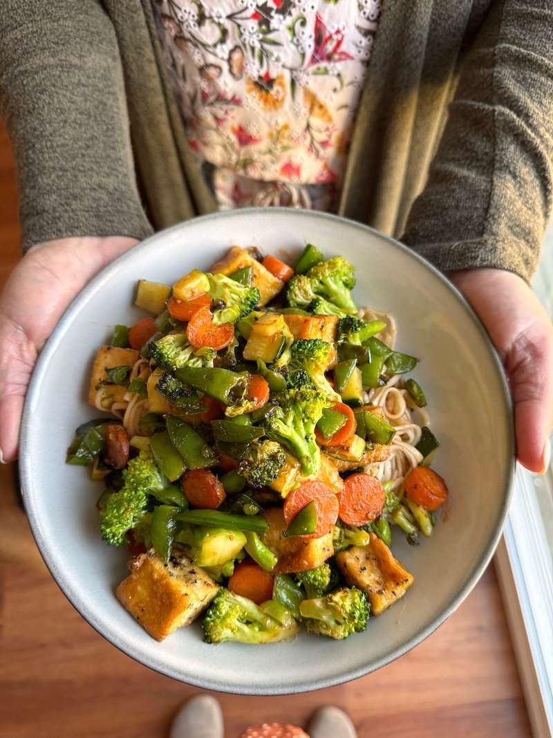 Crispy Tofu Noodle Stir Fry