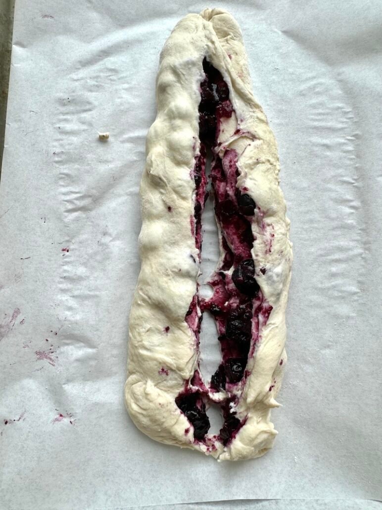 danish dough cut in half 