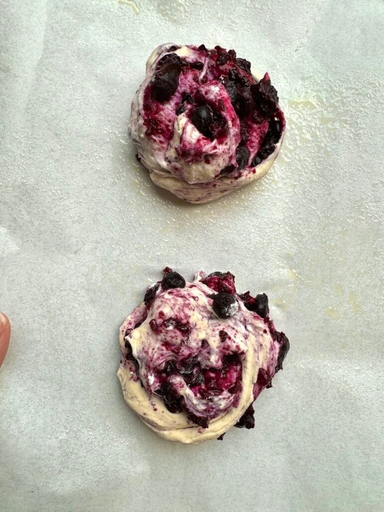 these are blueberry danishes going into the oven