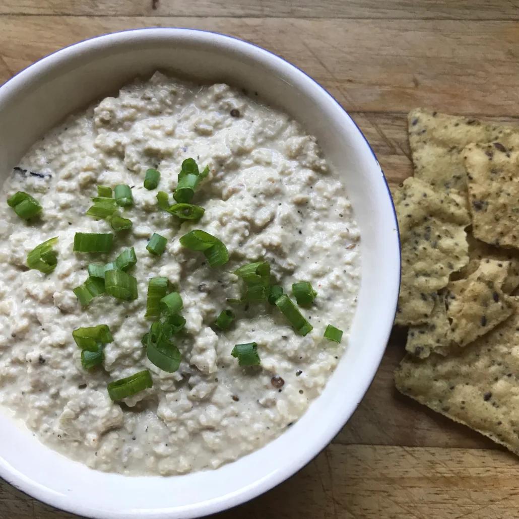 Baba Ganoush with crackers for dipping