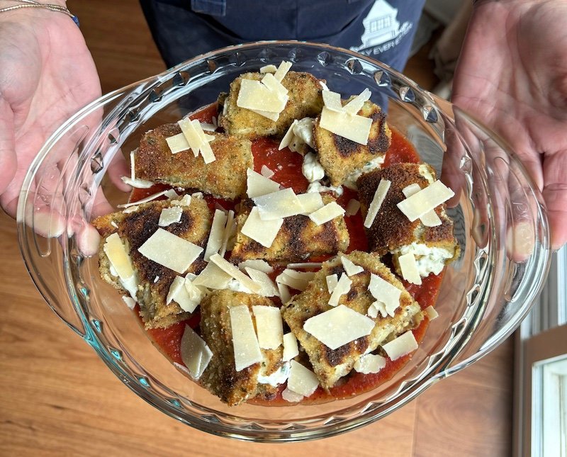 this is eggplant rollatini ready for the oven