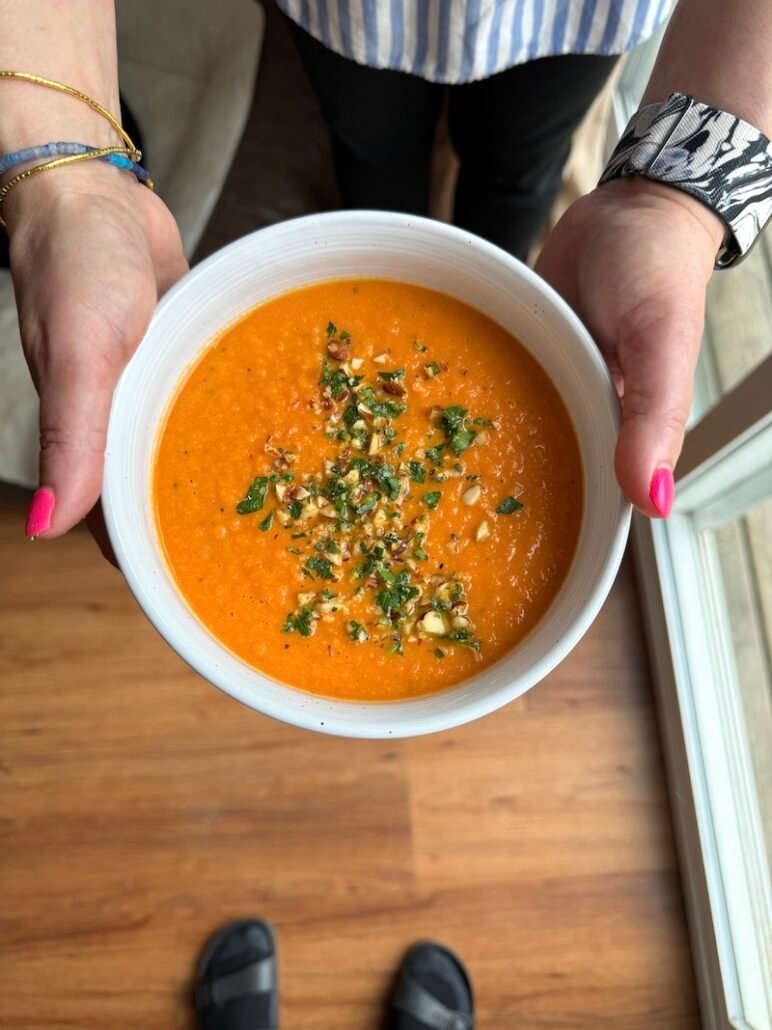 this is a bowl of carrot bisque