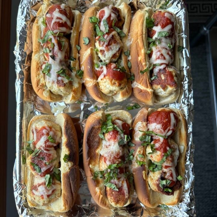 this is a tray of low carb turkey meatball subs