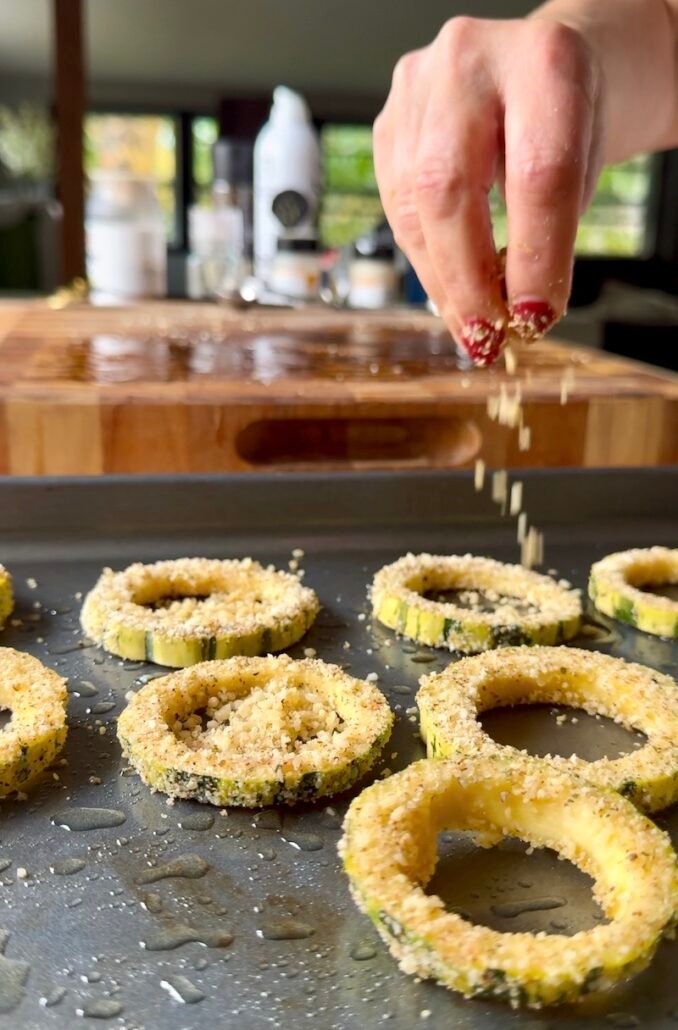 adding parmesan cheese to delicata squash