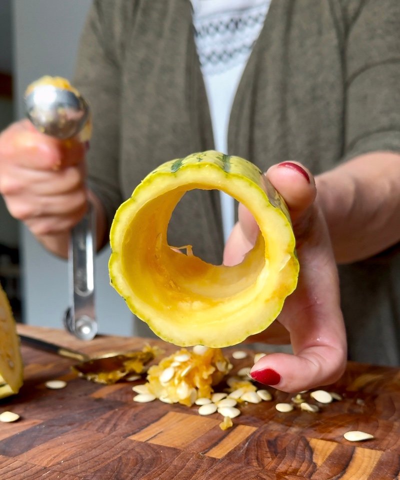 this is a hollowed out zero Weight Watchers points delicata squash